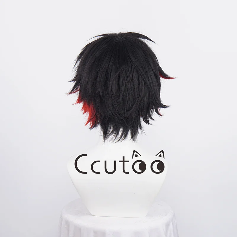 Peluca de Cosplay de Anime Ensemble Stars Nagumo Tetora, pelo sintético corto negro mezclado rojo resistente al calor, fiesta de Halloween, Carnaval