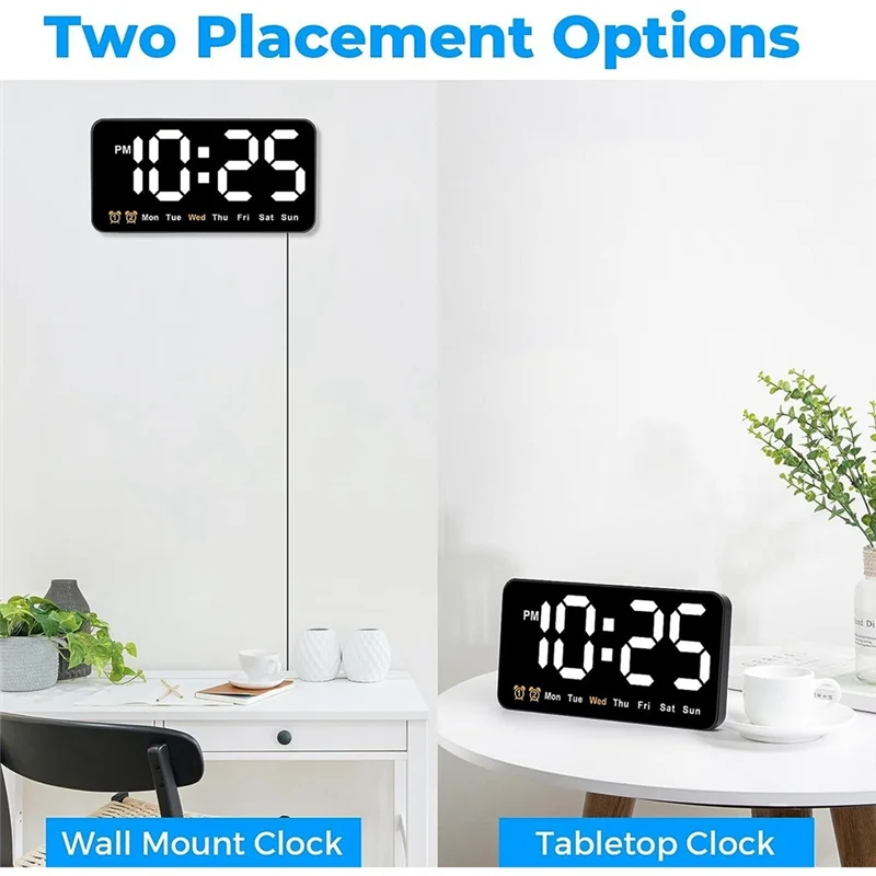 Digital Wall Clock, 9Inch LED Digital Clock Large Display with 12/24H, Big Digits,Small Silent Wall Clock(White)