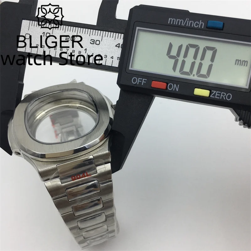 Caso BLIGER 40mm Vidro de safira prata ouro rosa com NH35 NH36 ETA2824 2836 Miyota8205 8215 PT5000 Pérola DG2813 3804 Movimento