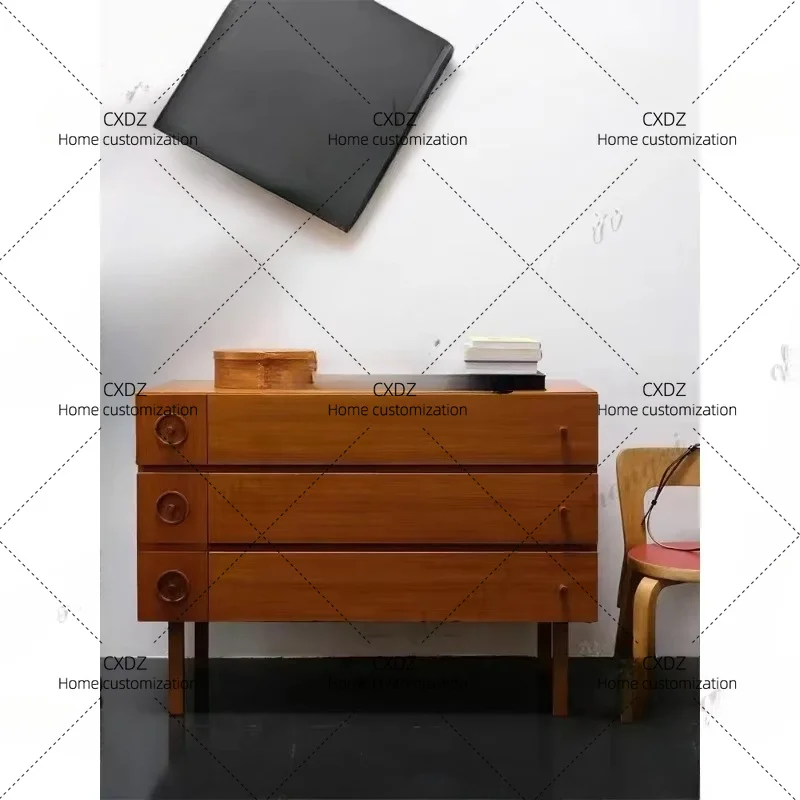 Modern retro solid wood flap door storage shoe cabinet simple locker three-layer entrance cabinet