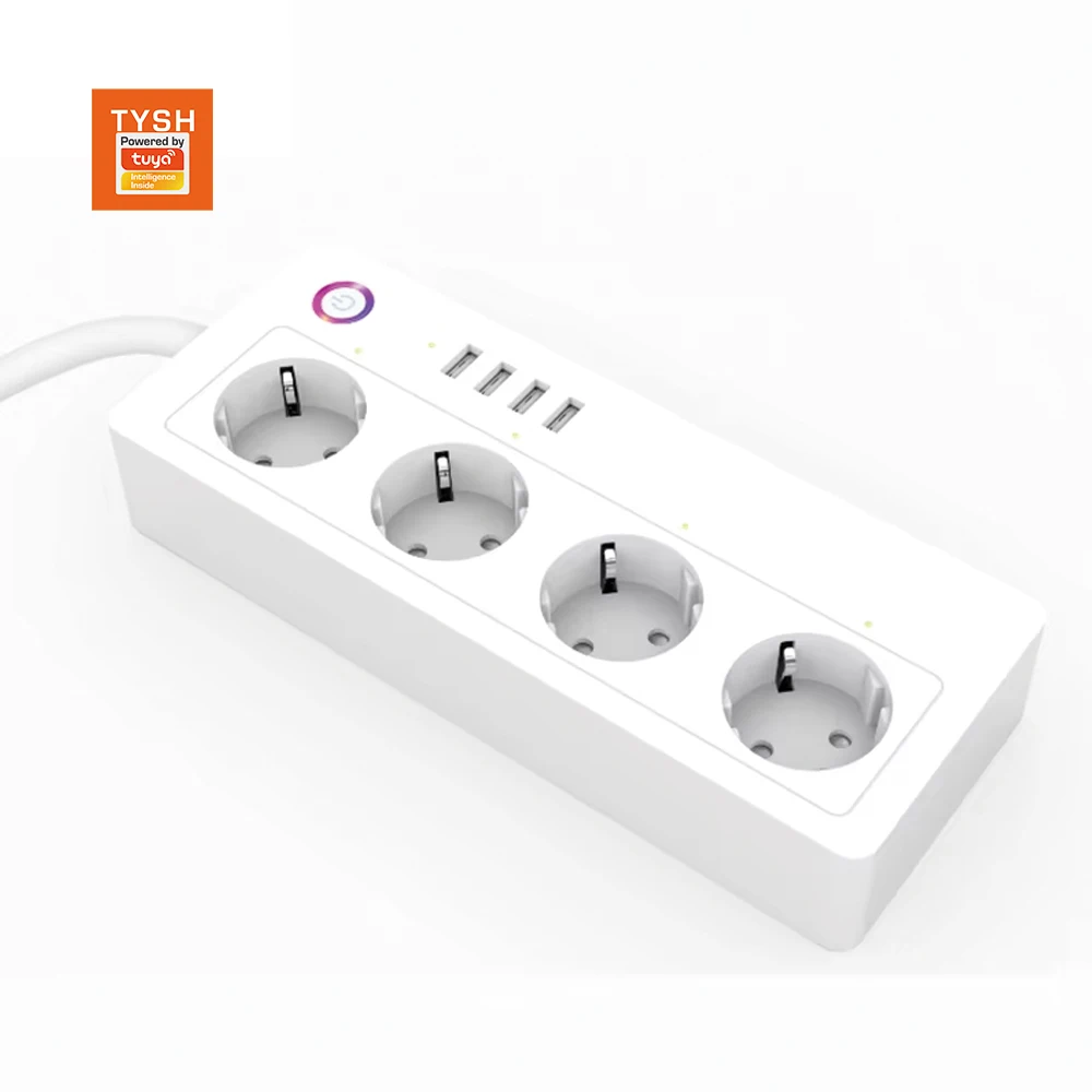 STLF Smart Power Strip Plug With 4Ac Outlets 4 Usb-A Ports App Control Uk/Us/Eu Tuya Wifi Power Socket With Usb