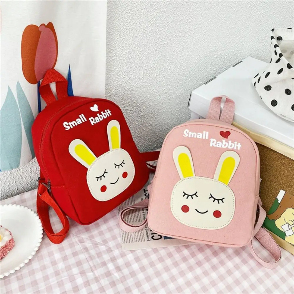 Cute Little Rabbit Backpack Breathable Wear-resistant Kindergarten Canvas Backpack Lightweight Children's Cartoon Schoolbag