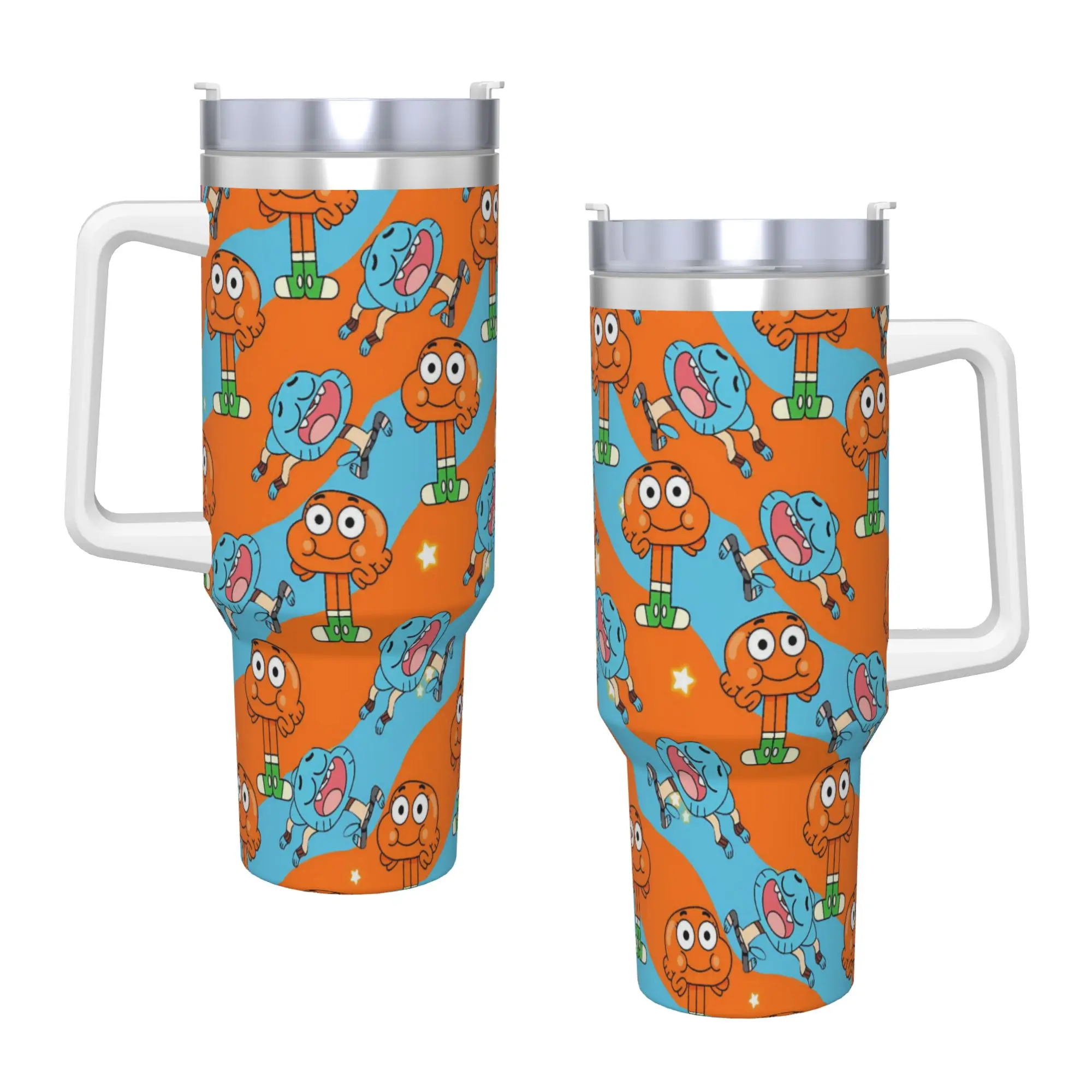 عالم Gumballs شخصية المشهد بهلوان المشروبات الباردة زجاجة ماء المحمولة الفولاذ المقاوم للصدأ القهوة القدح مخصص لتقوم بها بنفسك أكواب كوب #2