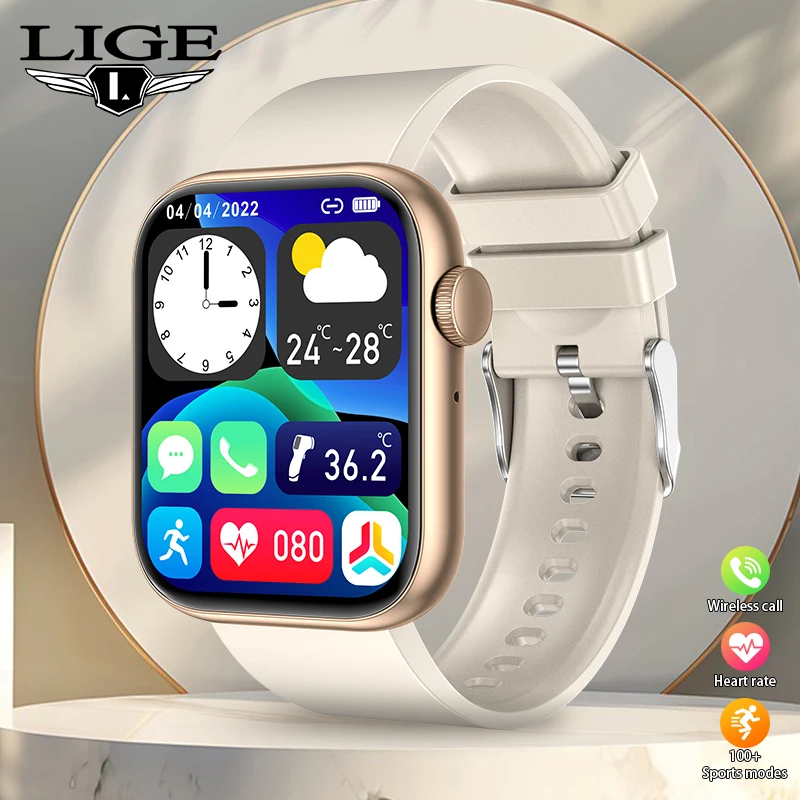 

LIGE Смарт-часы 2024, умные часы с беспроводной зарядкой, Bluetooth-звонки, мужские и женские умные часы, фитнес-браслет, индивидуальное циферблат