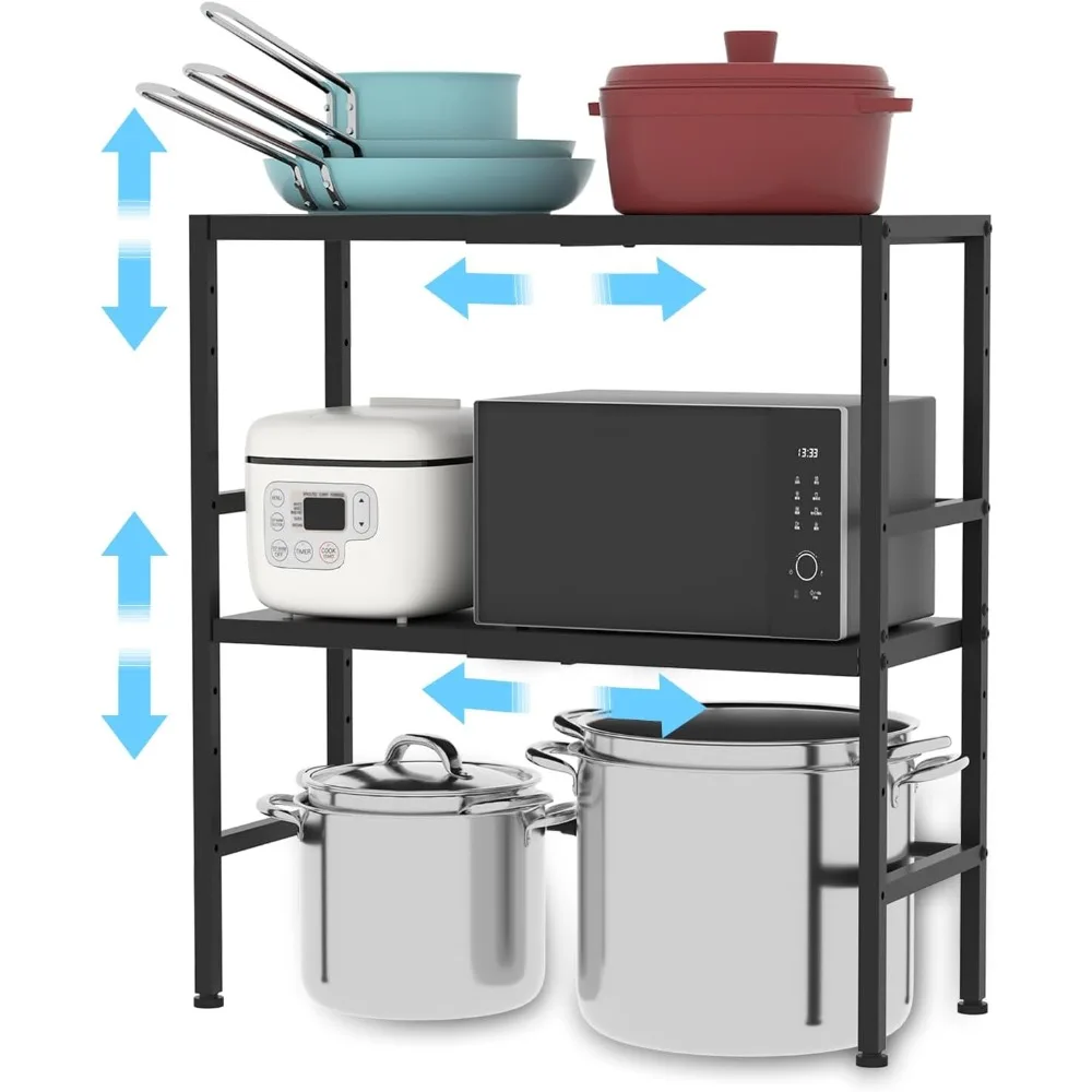 2-Tier Expandable Metal Storage Shelves, 150LBS Heavy Duty Shelving Units and Storage,Adjustable Utility Organization and Storag