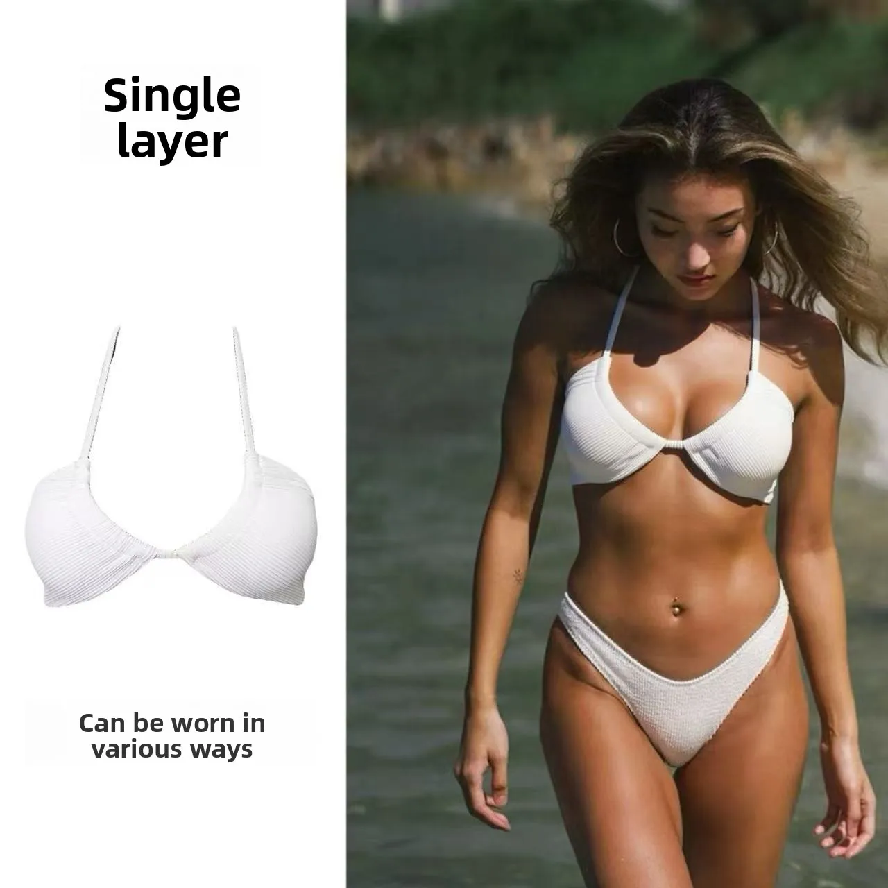 

Сексуальный топ-бикини без бретелек с эффектом пуш-ап для женщин, без косточек, с чашечками E, для горячих источников