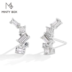 MINTYBOX Moissanite Stud Earrings for Women S925 Sterling Silver Lab Diamond Baguette shape Irregular Earring Engagement Jewelry