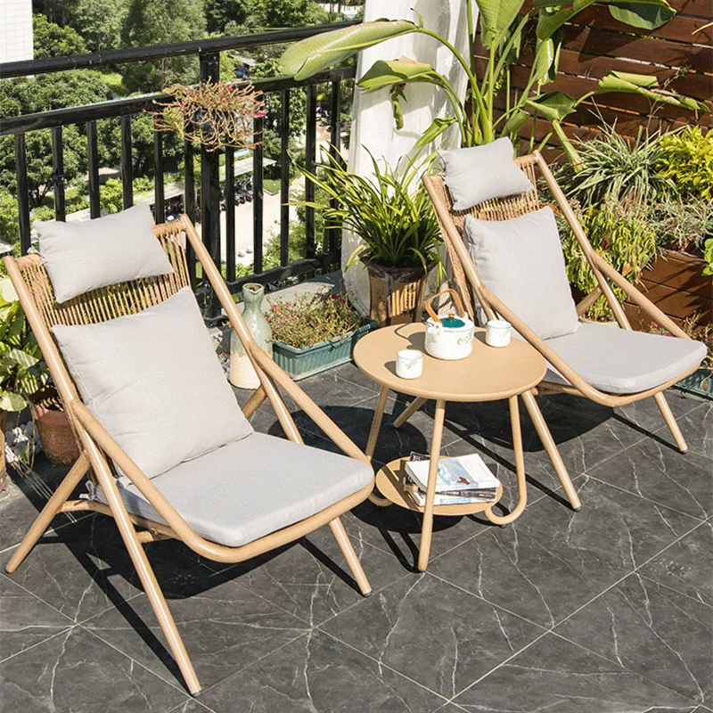 Balcony Backrest Chair Home Leisure Chair Modern Simple Rattan Lazy Sofa Outdoor Garden Chair Recliner Luxury Camping Chair