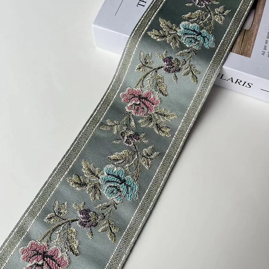 Woven Jacquard Ribbon Classical Flowers Design High-grade Curtain and Clothing Accessory LS-3731 Width 9 CM 5 Yards Per Lot