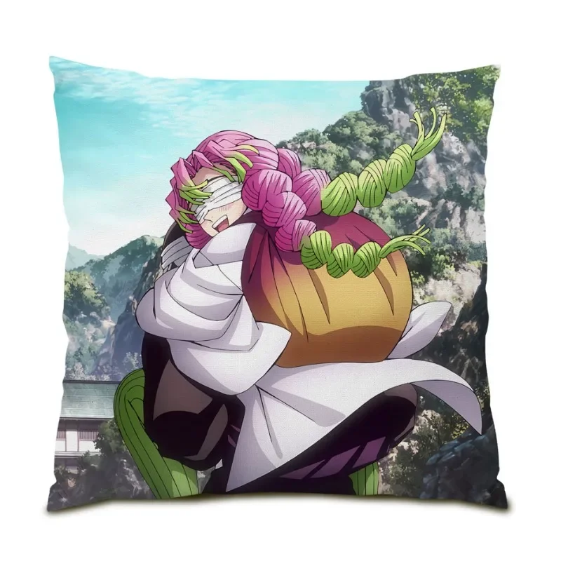 Demon Slayer Pillow Cover Kanroji Mitsuri Anime Girl Throw Pillow Case Cartoon Character Cushion Cover Office Chair Sofa B0144G