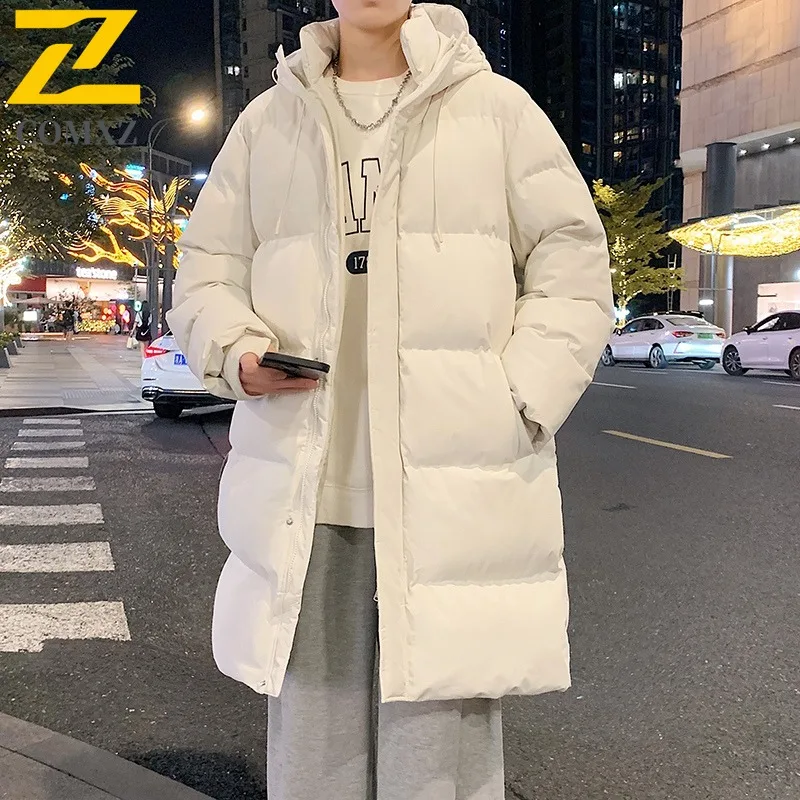 

COMXZ мужское зимнее пальто стеганая куртка с капюшоном для путешествий на открытом воздухе морозостойкая парка для отдыха однотонный дизайн легкая ветровка