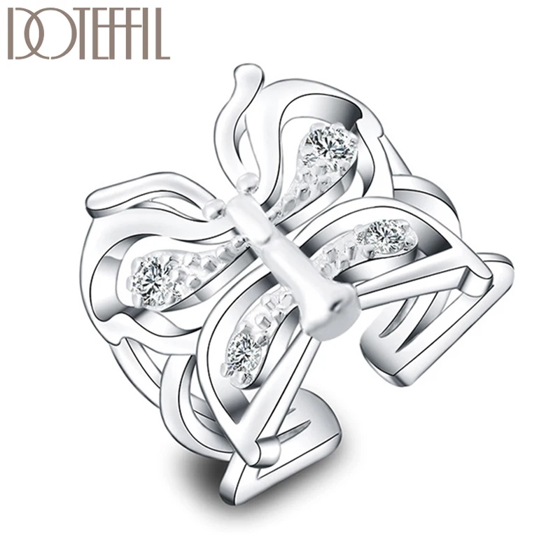 Butterfly AAA Crystal Ring For Woman Fashion Silver Color Wedding Engagement Party Gift Charm Jewelry