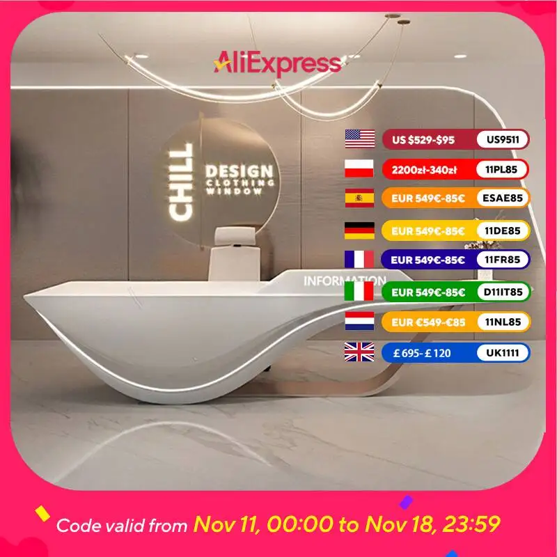 

Logo Beauty Reception Desks Counter Aesthetics Modern White Reception Desks Luxury Commercial Bancone Da Reception Furniture