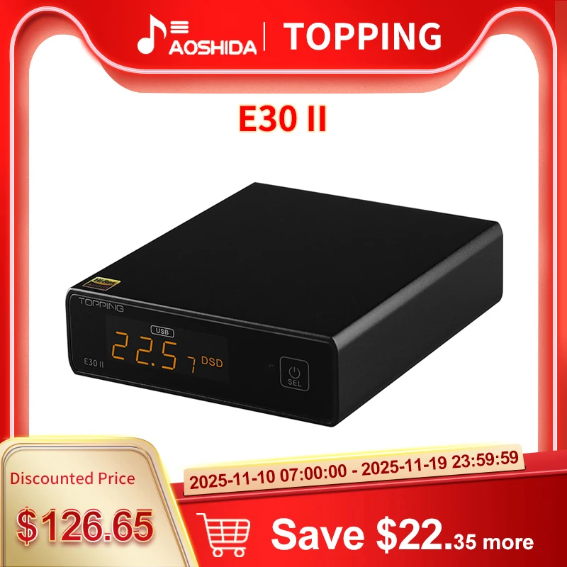 TOPPING E30 II Doppio decodificatore AK4493S DAC XU208 32bit/768k DSD512 Funzionamento touch con decodificatore ad alta risoluzione con telecomando