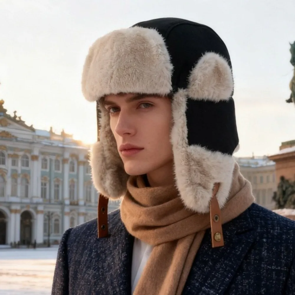 بسيطة الصوف الأذن قبعة واقية سميكة يندبروف إيرفلاب قبعة الكورية نمط الشتاء حماية ليو فنغ قبعة الرجال #2