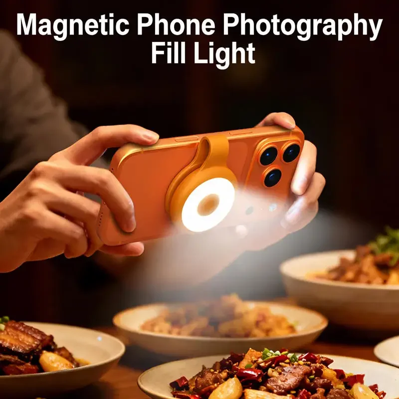 Multifunctional Mini Magnetic LED Phone Fill Light Rechargeable Lamp Foldable Clip On Selfie Light Suitable For Night Lighting