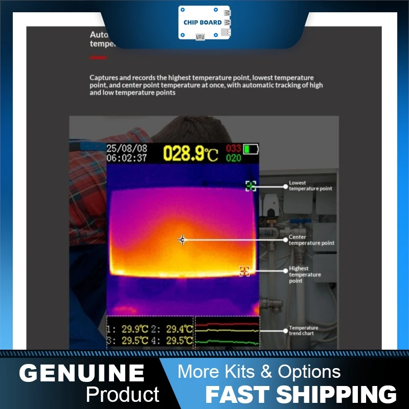 Feelelec FE09 portable thermal imager offering HD imaging for circuit diagnostics, leak finding, maintenance