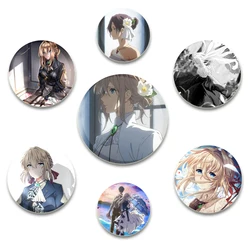 58MM Anime Violet Evergarden Pins Creative Tinplate Badge DIY Custom Cartoon Brooch for Fans Collection Gifts Decorative Clothes