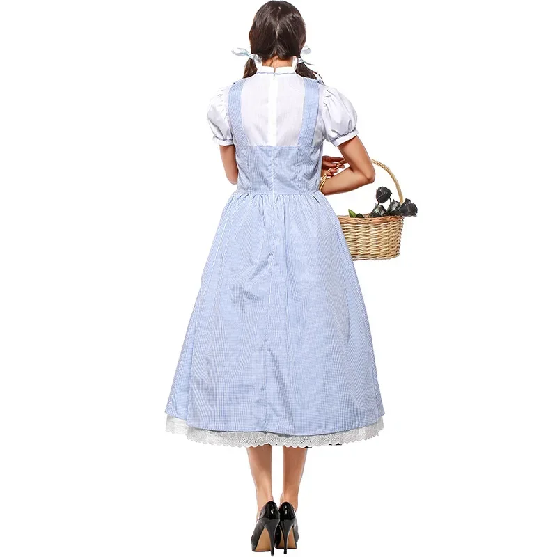 Costume de Magicien d'Oz Doritory pour Femme, Tenue de Conte de Fées Rick, Robe Vichy Bleue, Costumes d'Halloween pour Bol, Enfants, S M L Xl M17