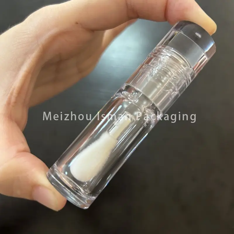 50Pcs round clear lip gloss tube with big brush wand cosmetic empty transparent plastic refillable concealer bottle 6ml 8ml