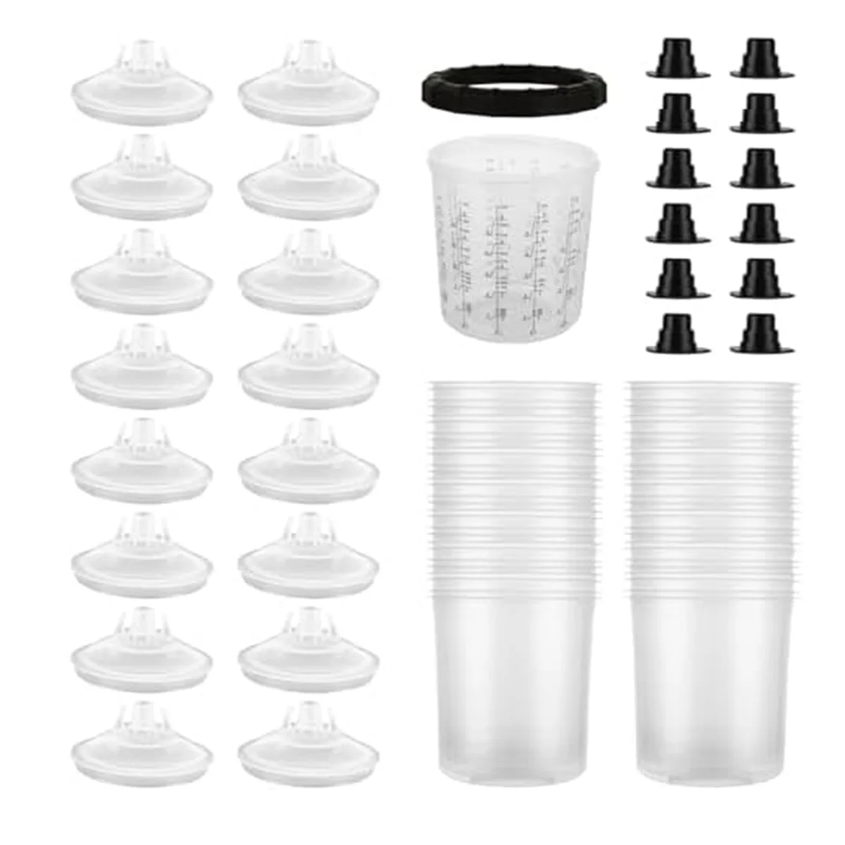 25-Pack Disposable Paint GunCup Liners and Caps System for Spray Guns, Paint Cups 20 Oz (600 Ml) Set