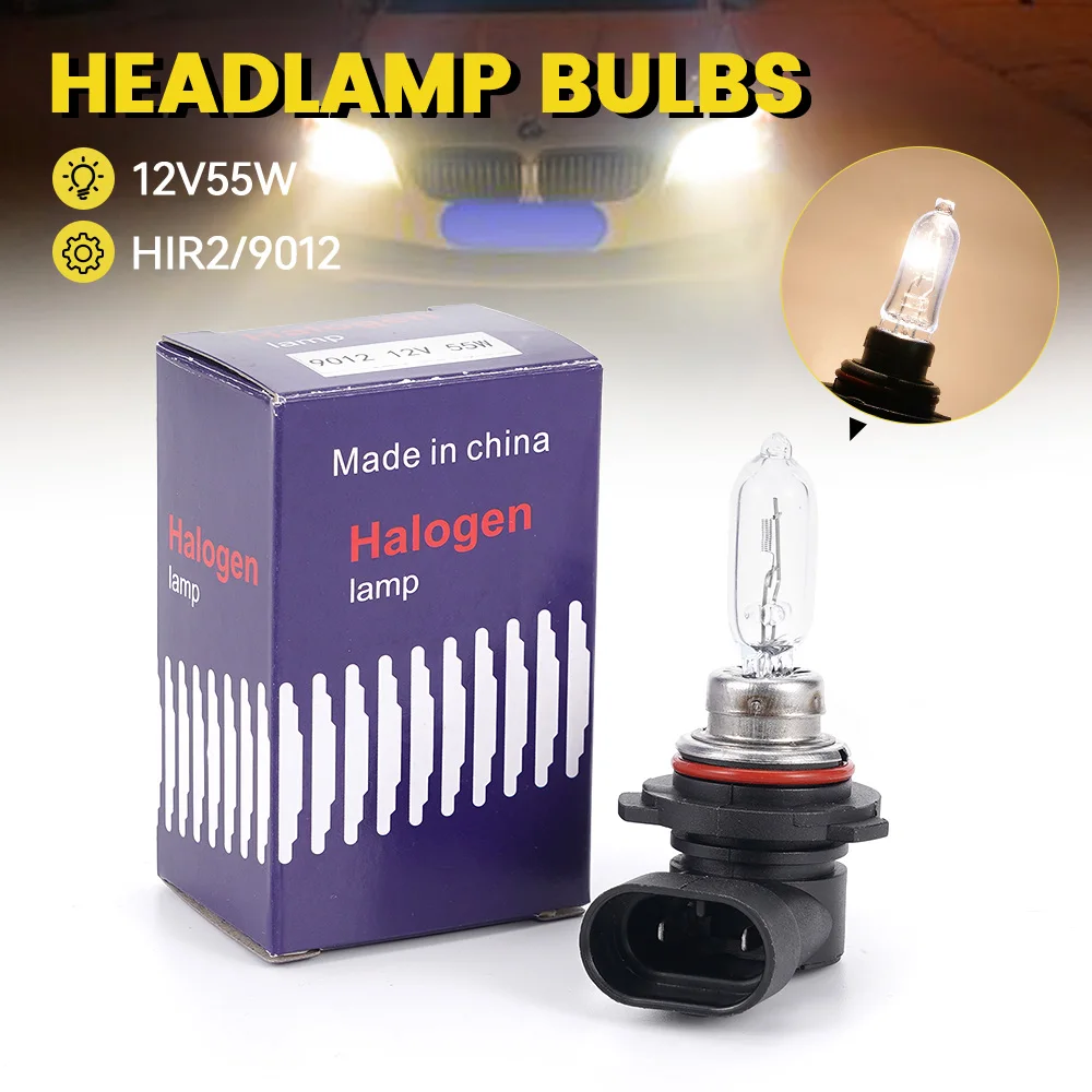 1 قطعة/2 قطعة Hir2/9012 12V55W ضوء واضح عالية الطاقة الأبيض شكل السيارة عالية شعاع/منخفضة شعاع لمبة قطع غيار السيارات لمبة السيارة