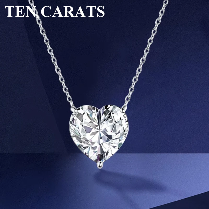 

TEN CARATS 1CT Earrings heart Moissanite Necklace Women's Classic S925 Sterling Silver Luxury pendant Wedding Jewelry GRA