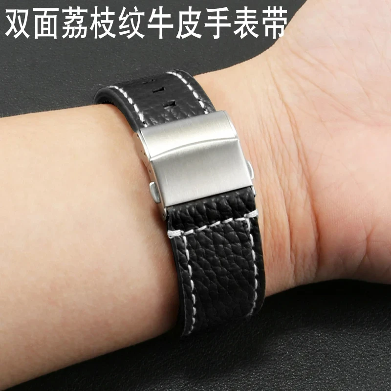 

Universal Brands Lychee Pattern Flat Straight Interface Cowhide Watch Strap 18/20/22mm