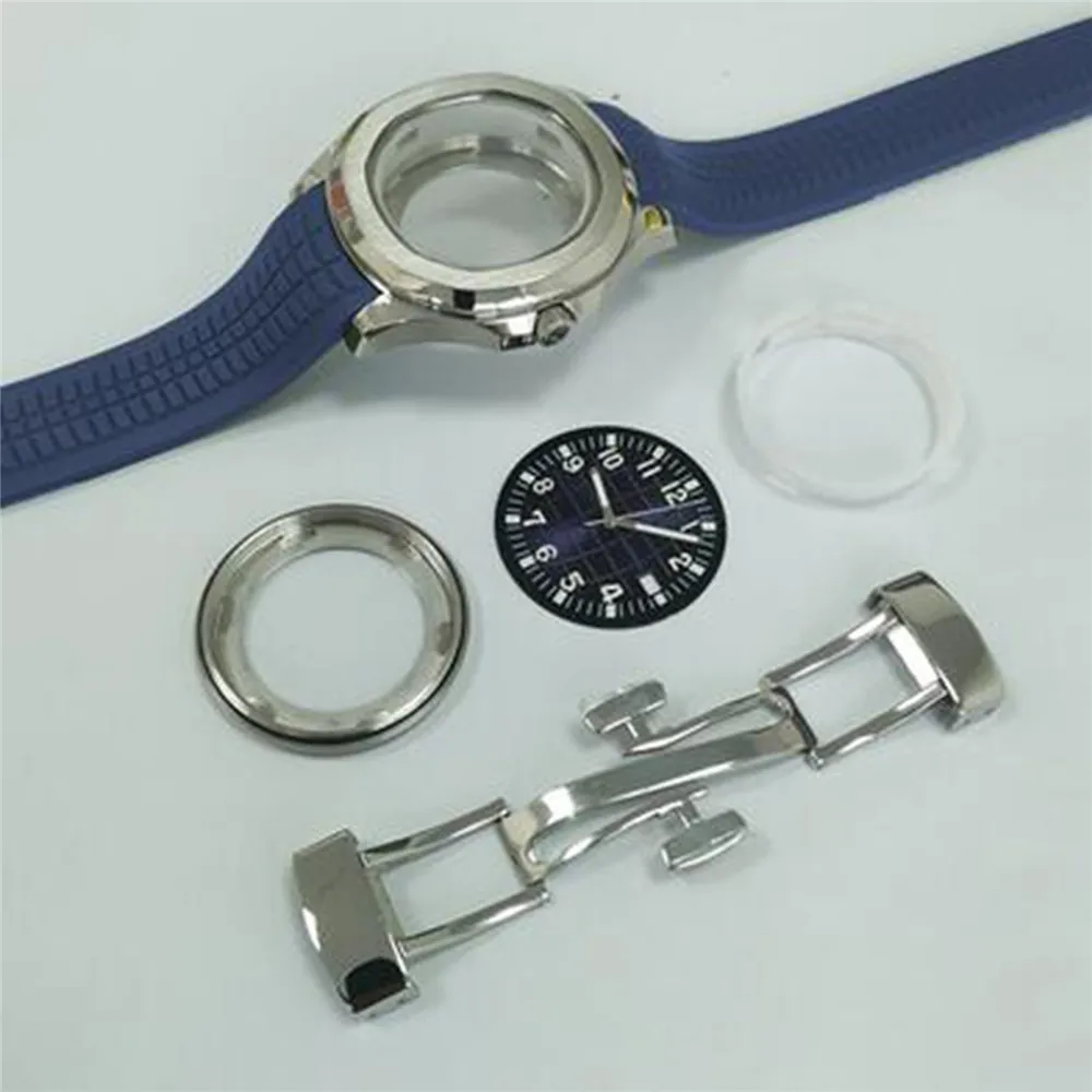 42mm Steel Case+Dial with Window+Watch Hands+Rubber Strap For NH35 NH36 4R/ 7S Movement AQUANAUT Style Modify Accessories