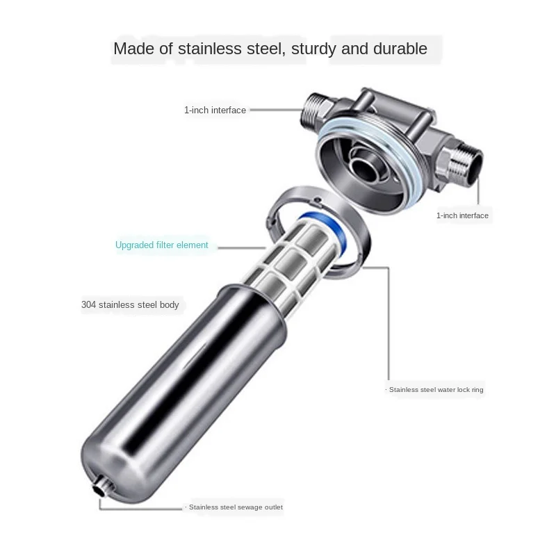 304 Stainless steel front well water tap water filter household commercial backwash high flow whole house central water purifier