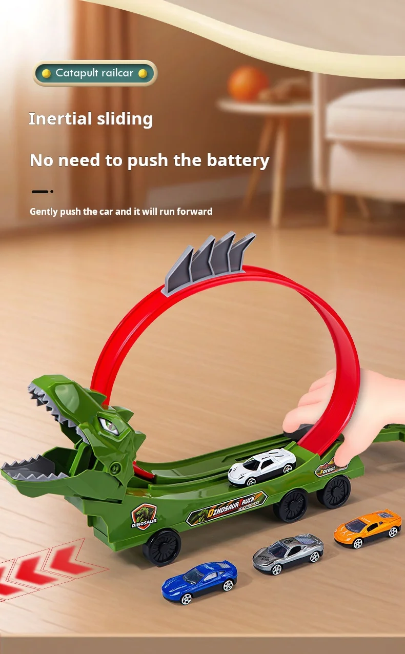 Dinosaurier Track Auto Schiebe Eisenbahn Spielzeug Shark DIY Montiert Schiene Kinder Spielen Fahrzeuge Pädagogisches Spielzeug Für Jungen Geschenk – Detail 9