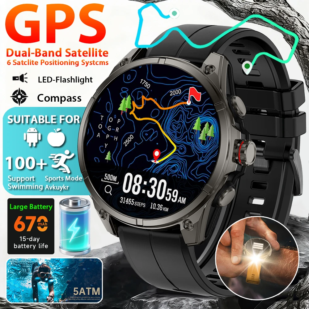 

New T-Rex3 Ultra 670mAh Battery Smart Watch Built in GPS Compass 5ATM Waterproof Sports tracker Outdoors Military Smartwatches