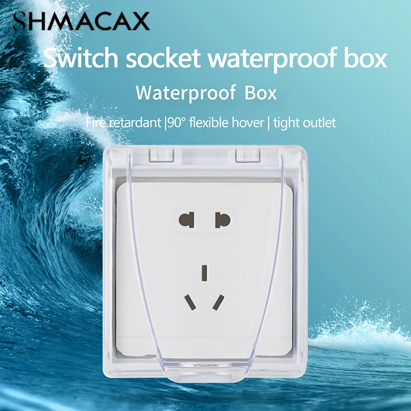 1pc Bathroom Plastic Splash-Proof Socket Box Wall-mounted Switch Protective Cover Power Outlet Protector