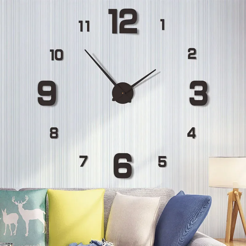2025 Modern Design Large Wall Clock 3D DIY Quartz Clocks Fashion Watches Acrylic Mirror Stickers Living Room Home Decor Horloge