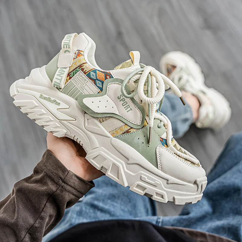 

2025 Новая тенденция, модная удобная дышащая универсальная нишевая повседневная спортивная мужская обувь на толстой подошве с низким верхом, тренд