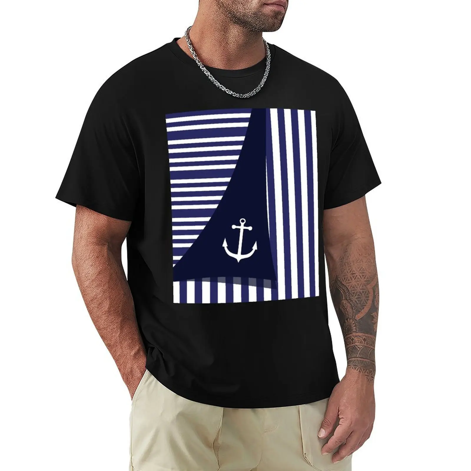 

Sailor Stripes With Anchor T-Shirt High Elasticity Sports T-Shirt