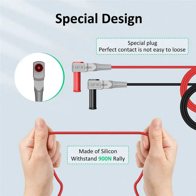 ABCA-Multimeter Test Leads Kit, Precision Sharp Probe Test Lead Gold-Plated Probe Leads, Banana Test Lead Probe Clip Set
