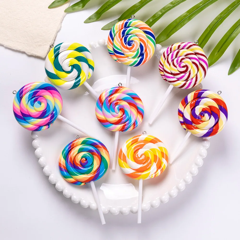 Large Lollipop Polymer Clay Model Dessert Candy Decoration DIY Pendant Bag Charm Accessory Miniature Food Craft Ornament