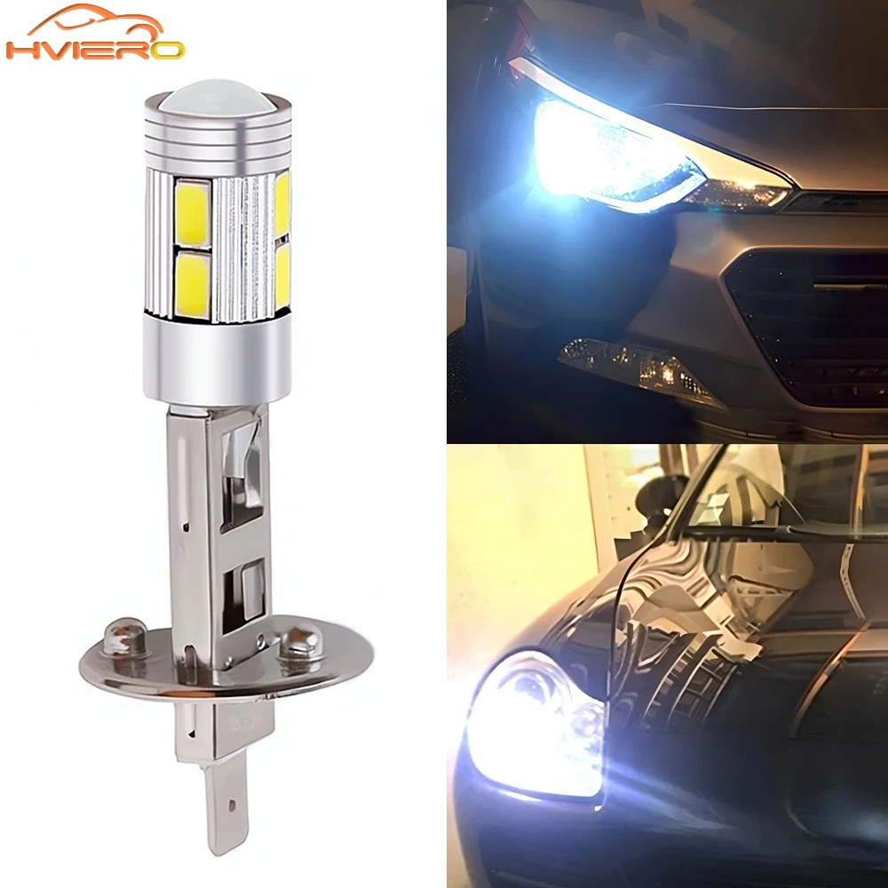 1/2/10pcs H1 5630 10SMD 12V Car LED Headlight Auto Fog Turn Signal Bulb Driving Lamp White Reverse Light Super Bright Waterproof
