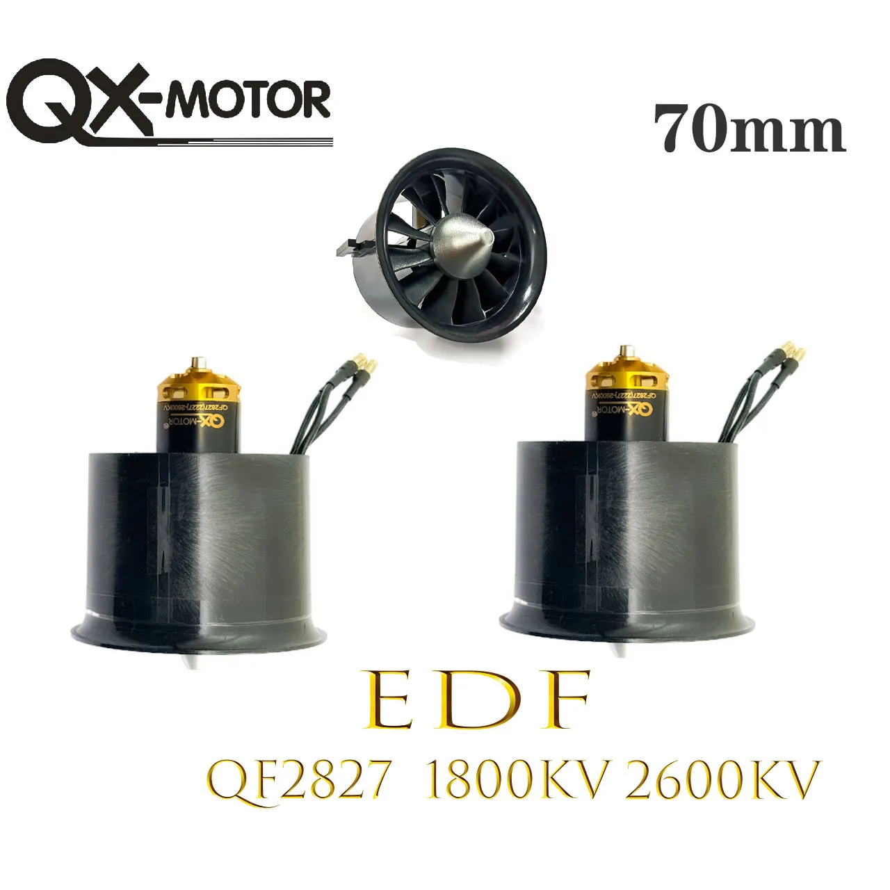 QX-Motor 70mm EDF 12 Blades Ducted Fan QF2827 1800kv 2600kv All Copper Wire Brushless Motor For RC Remote Control Toy Airplane