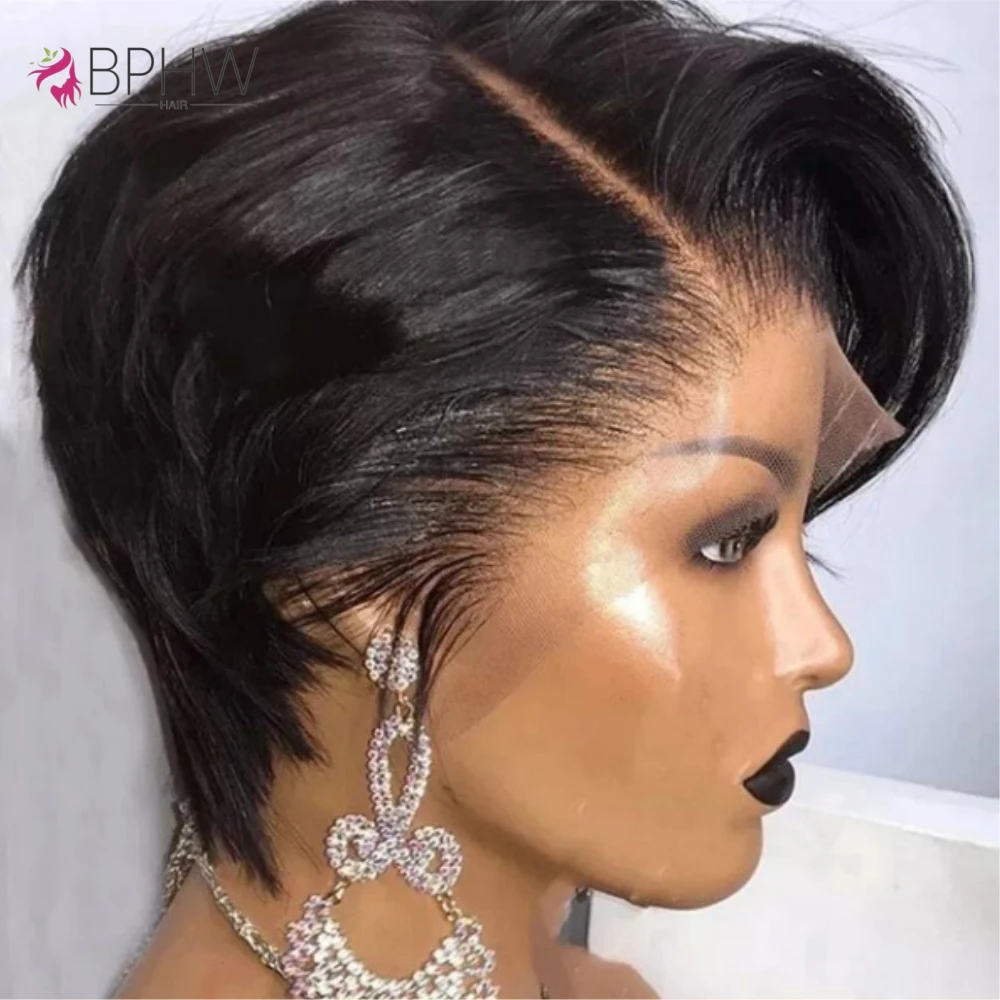 

200% Density Lace Front Straight Wig Pixie Cut Wig 13X4 Full Lace Wig Bob Wig Human Hair Wigs For Women Pre Plucked BPHW Hair
