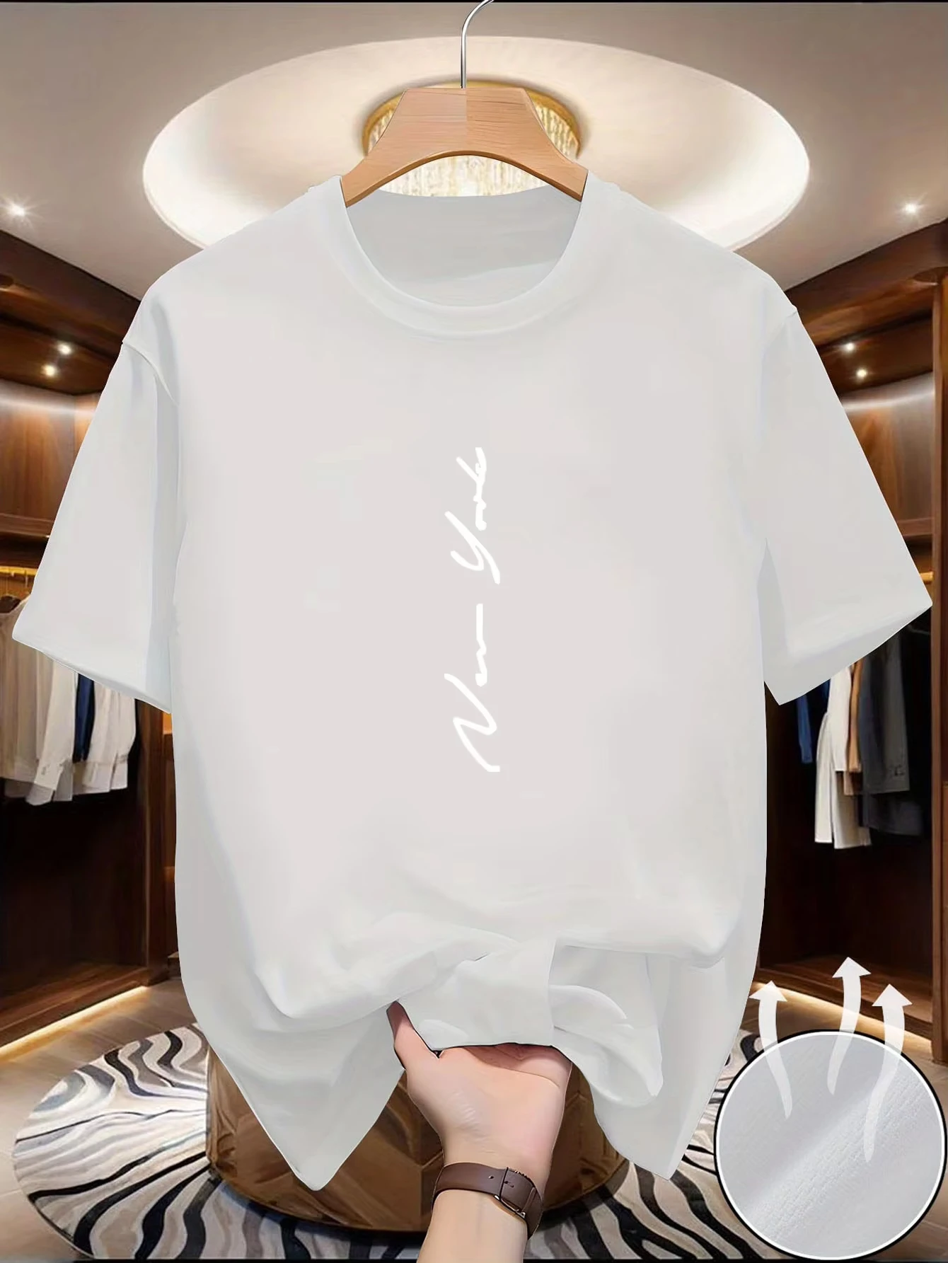 Leichtes, knitterfreies Kurzarm-T-Shirt für Herren – Atmungsaktives Sommer-T-Shirt mit Rundhalsausschnitt Sheer-Technologie, kn