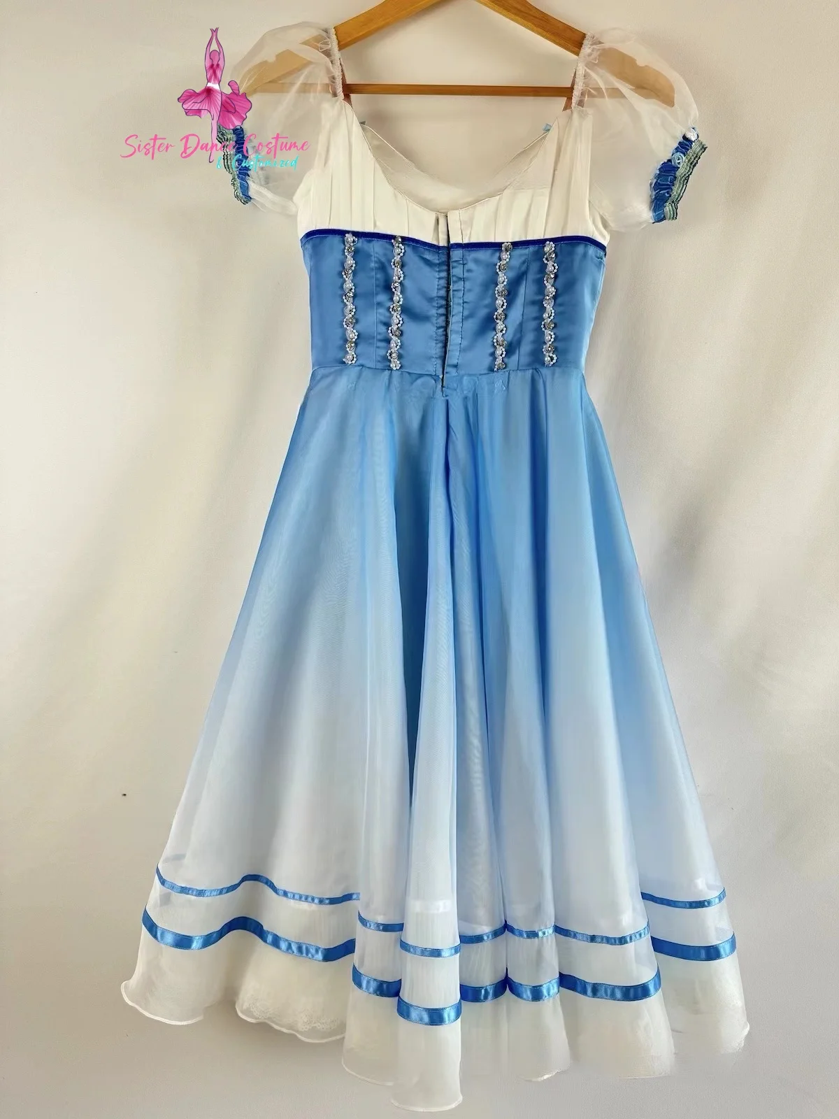 2024 New Gisele Tutu Peasant Variations Private custom blue gradient White long tulle dress with apron