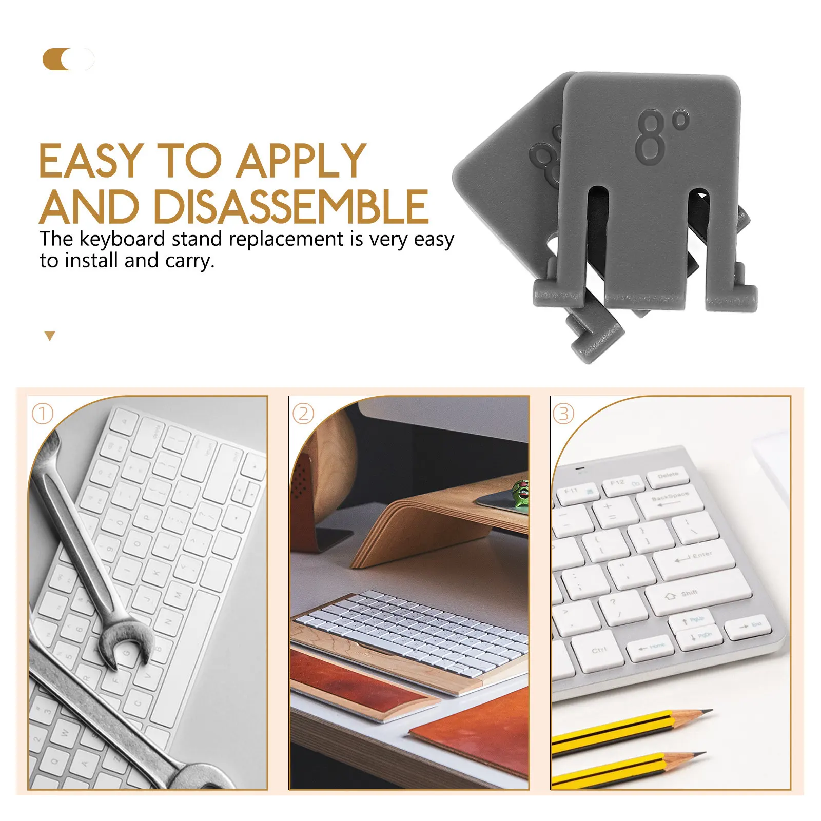 1Pair Keyboard Leg Stand Replacement ABS Keyboard Feet Stand Compatible K220 K270 K260 K275 K235 Reduce Wrist