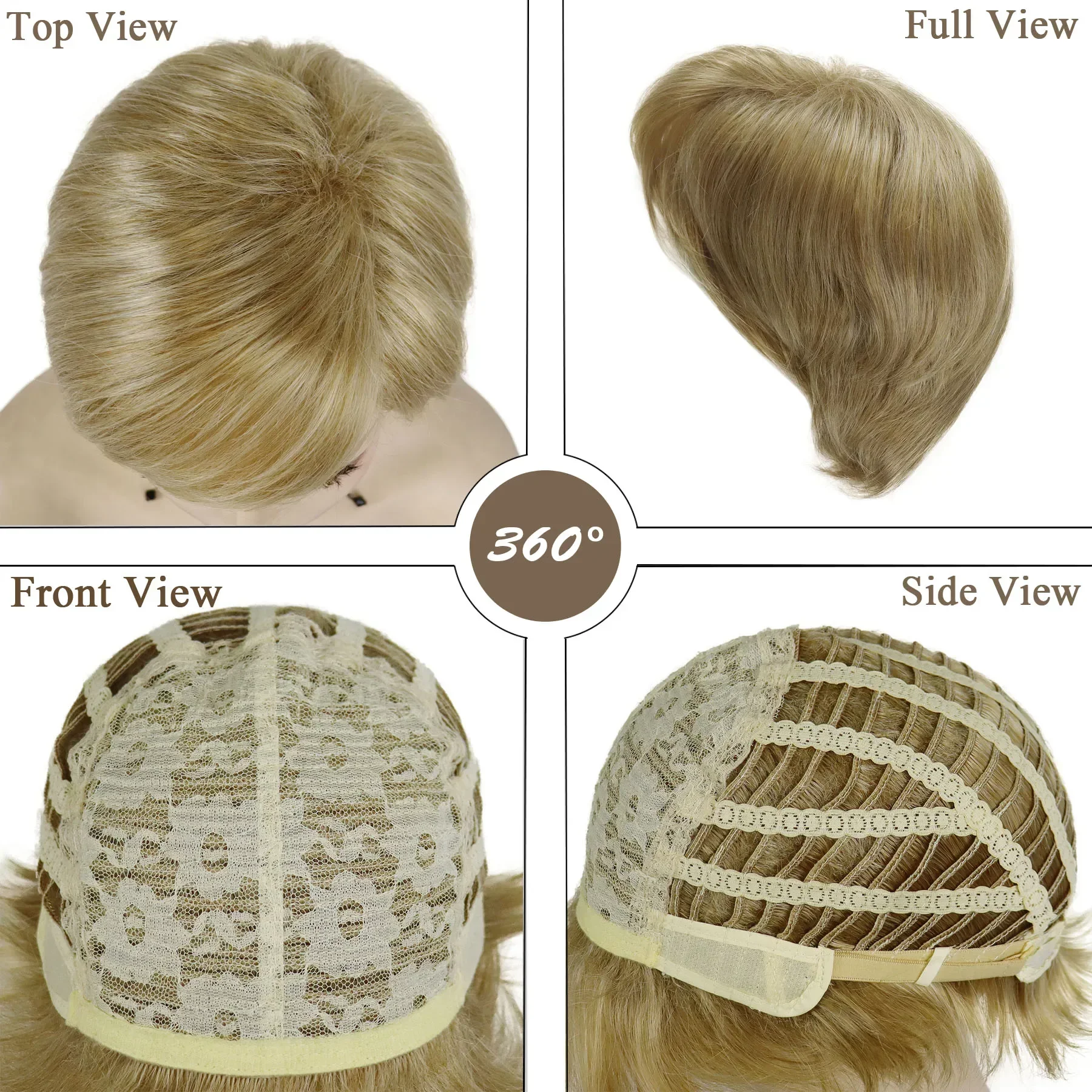 Synthetic Blonde Wigs for Women Short Haircuts Mom Wig with Bangs Natural Hairstyles Mixed Blond Straight Hair Old Lady Costume image 6