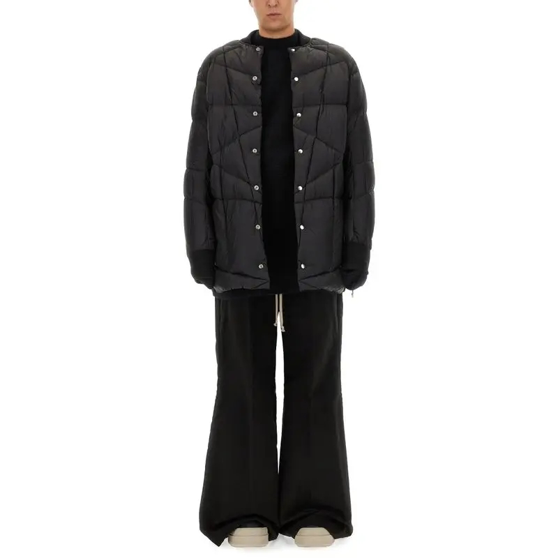 High Street Dark RO Style Goose Down Jacket Men's Winter Warm Geometric Stitching Loose Button Down Medium Length Coat