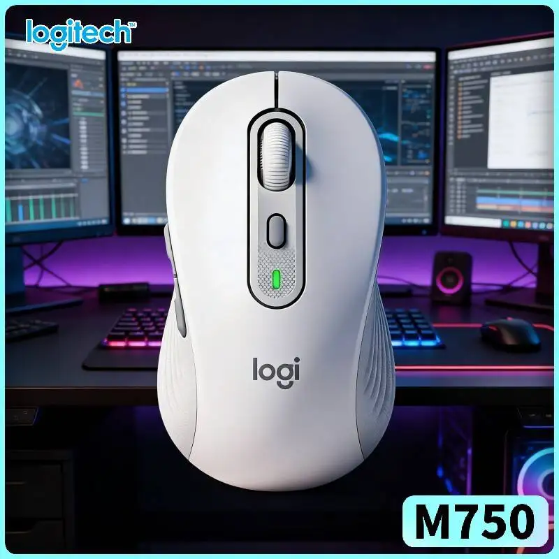 Ergonomic M750 Silent Mouse - Soft Rubber Side Grips, Bluetooth/2.4G Modes, 24-Month Battery, Office Essential