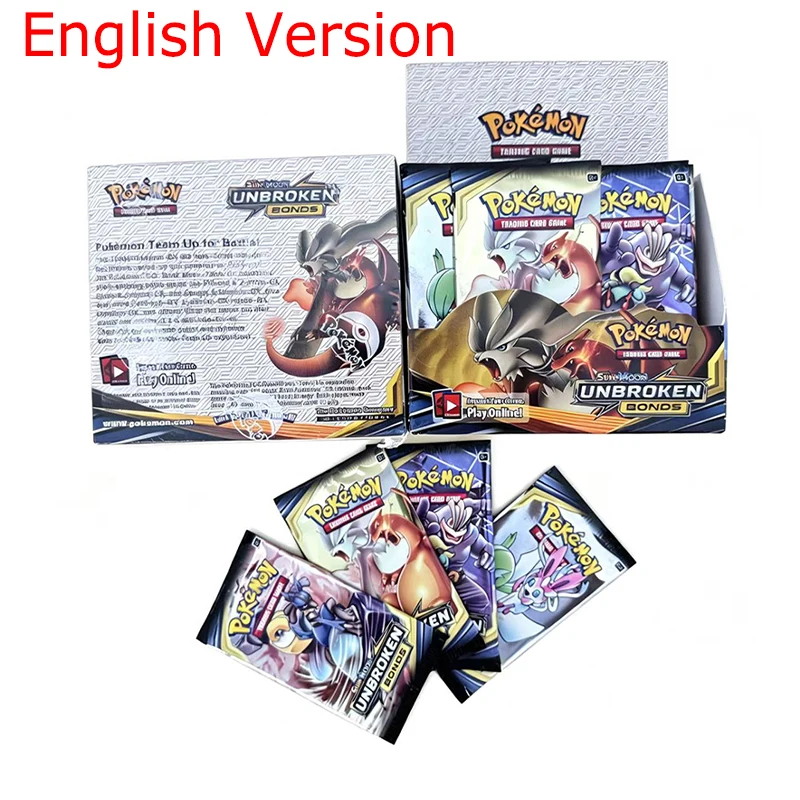 360 Stück Pokemon TCG Sun & Moon Unbroken Bonds Englische Booster-Kampfkarten Sammelkartenspiel Spielkollektion Spielzeug Geschenke