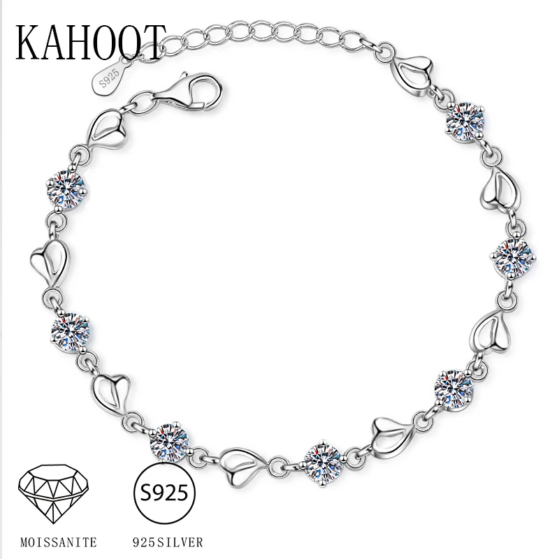 925 Sterling Silver Moissanite Love Bracelet Women's Fashion Elegant Gorgeous Temperament Sending Grandma to Mom Jewelry Gift