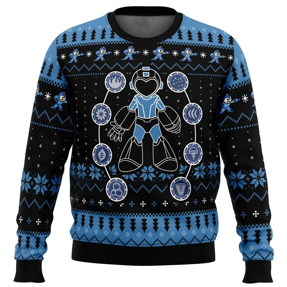 Mega Man Mega Holiday Ugly Christmas Sweater Gift Santa Claus Pullover Men 3D Sweatshirt And Top Autumn And Winter Clothing